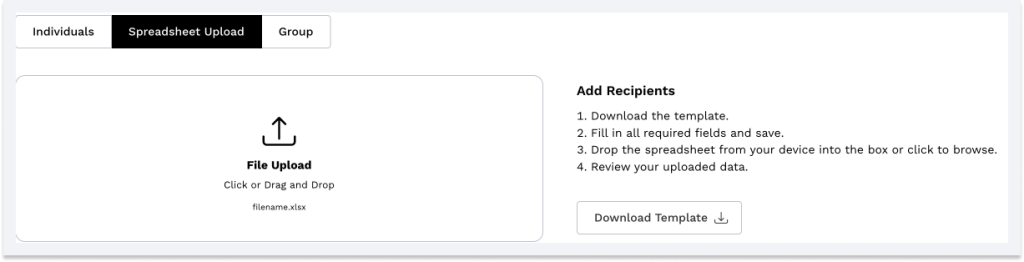 add recipients: csv upload functionality on Toasty