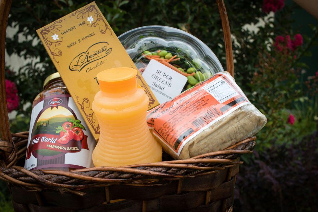 gift basket, an example of a holiday gift for clients.