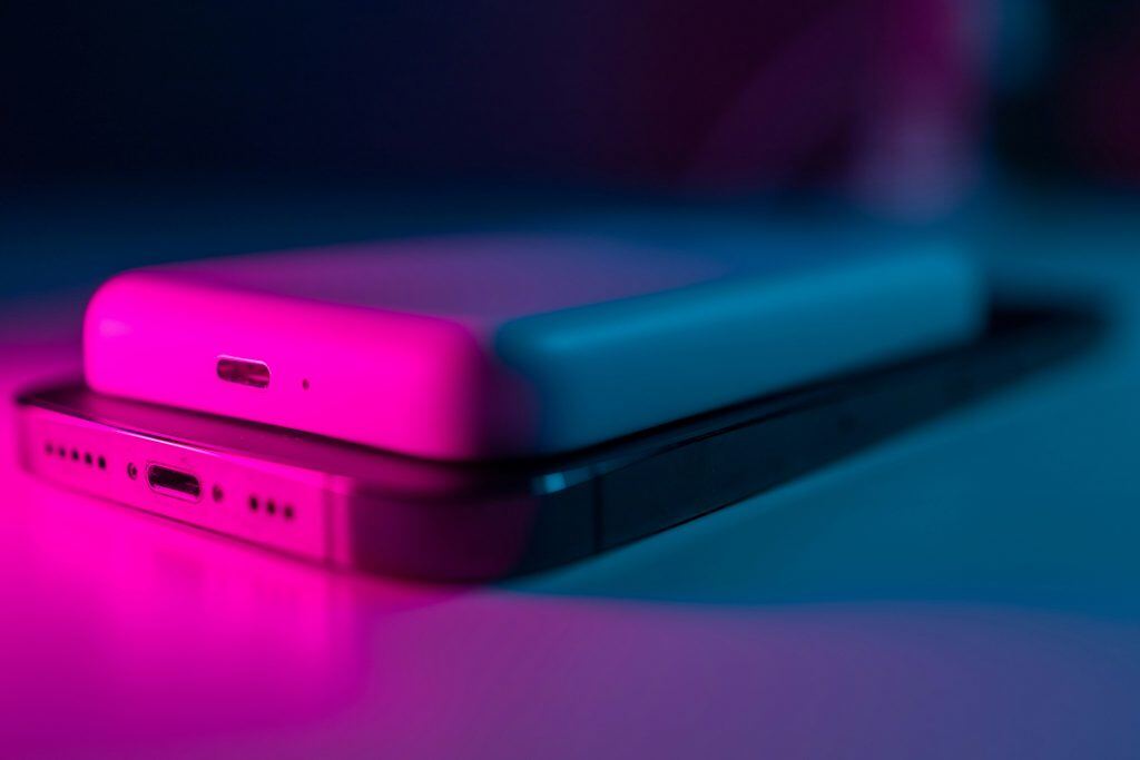 phone charger on a phone
