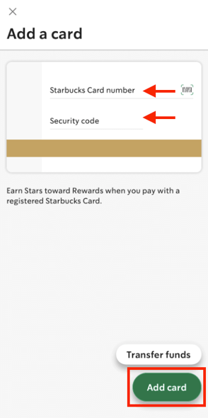 How to redeem a Starbucks gift card in app step 1