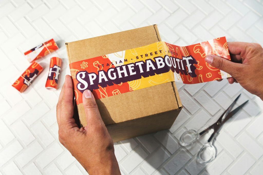 Spaghetti box as a Christmas gift for clients