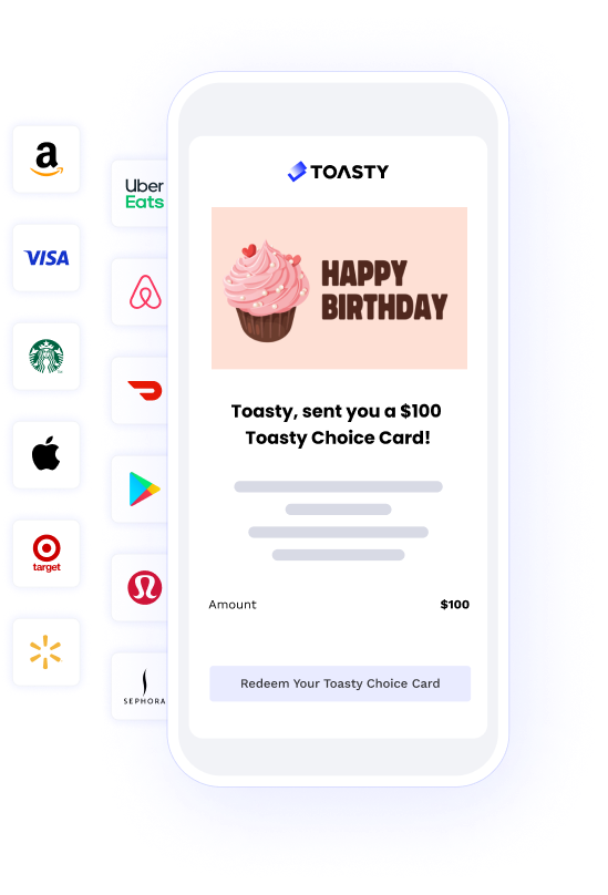 toasty choice gift card with birthday design
