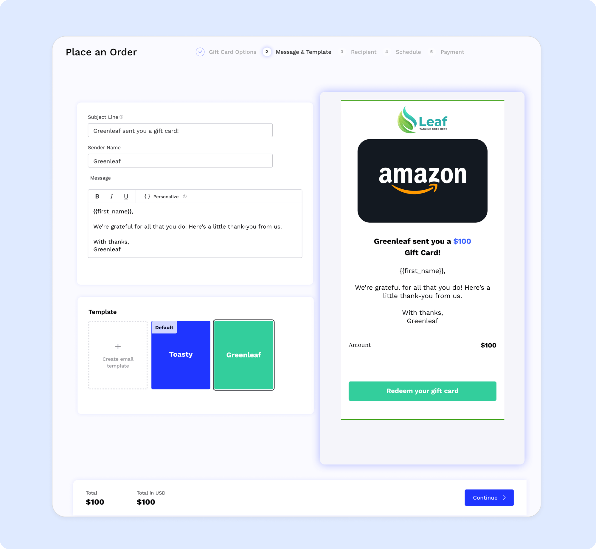 bulk amazon gift card customization