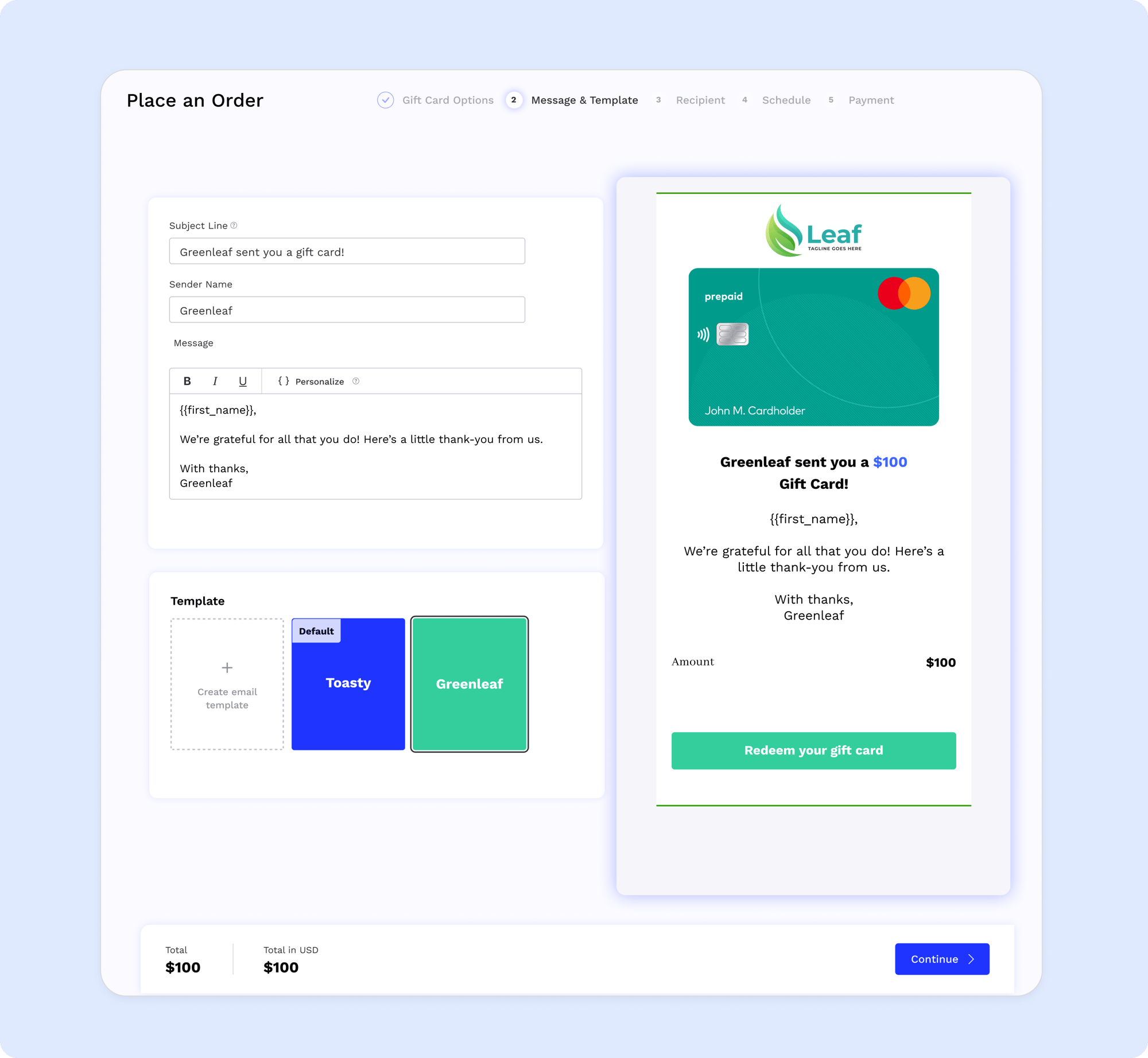 bulk mastercard gift card customization