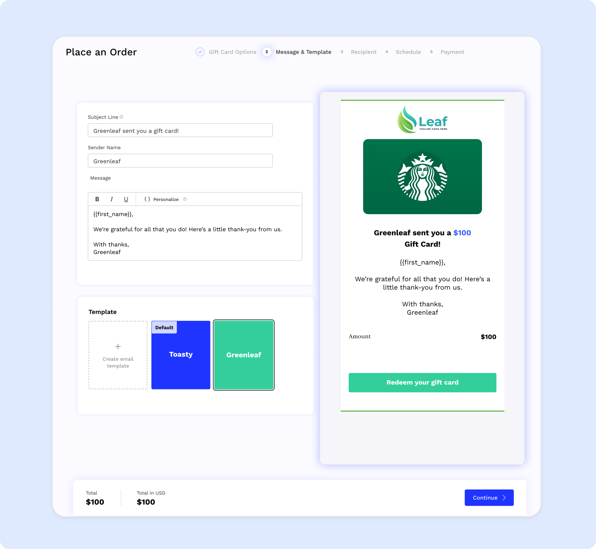 bulk starbucks gift card customization