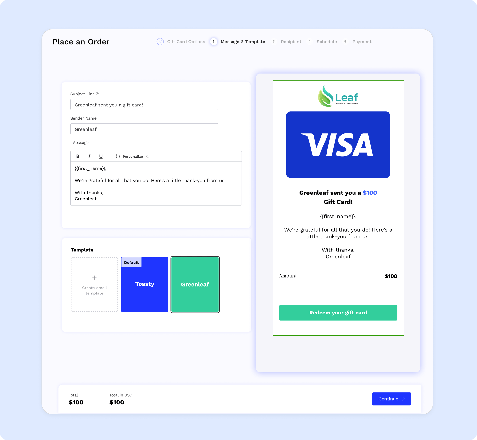 bulk visa gift card customization
