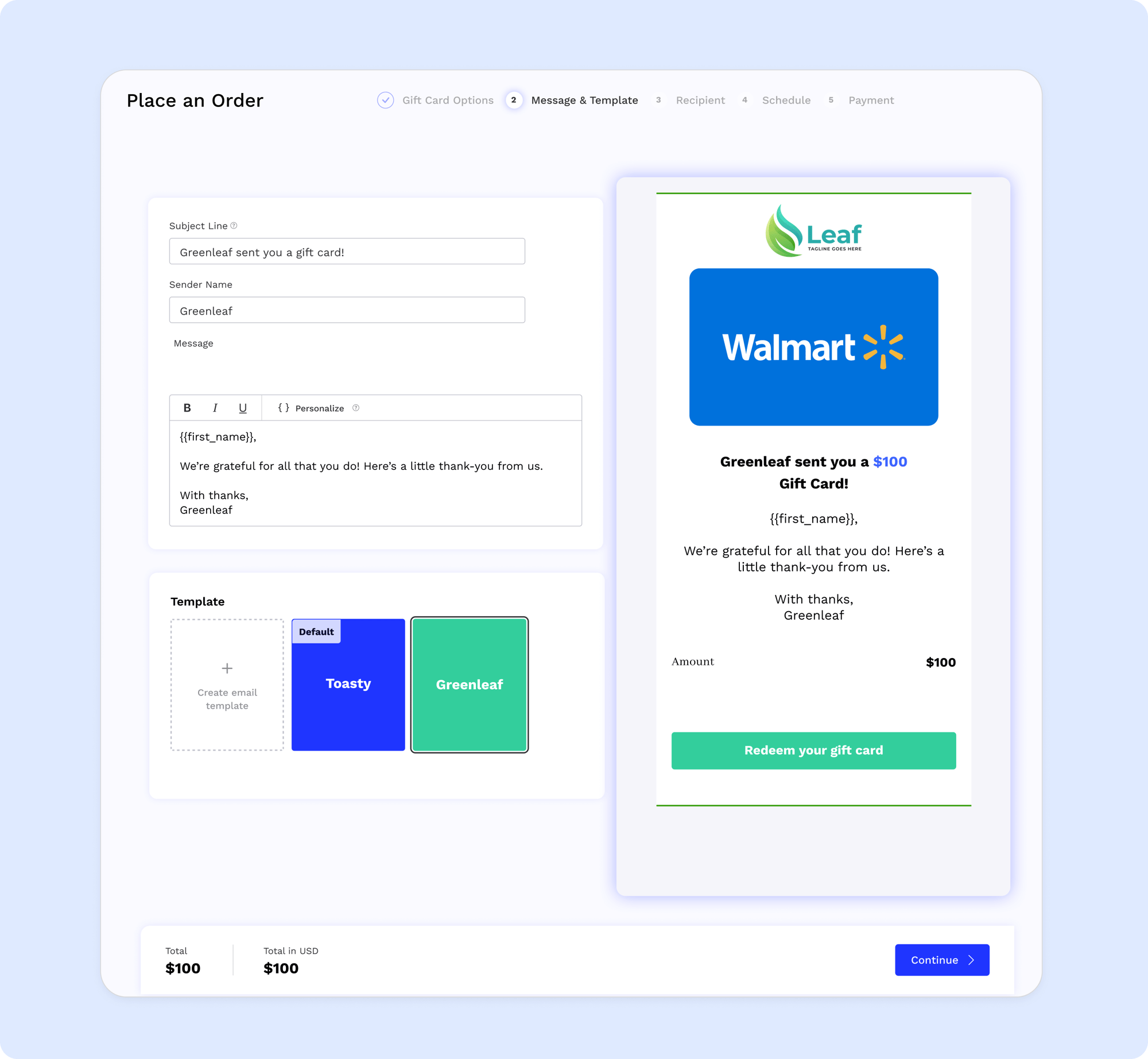 bulk walmart gift card customization