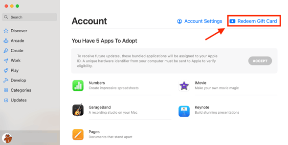 how to redeem virtual apple gift card on mac