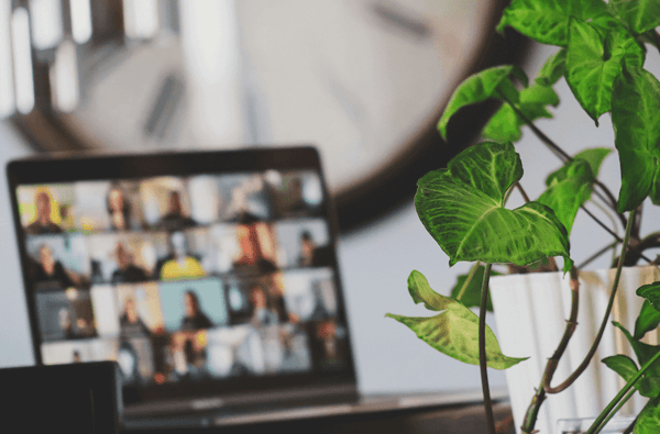 remote team meeting on computer screen