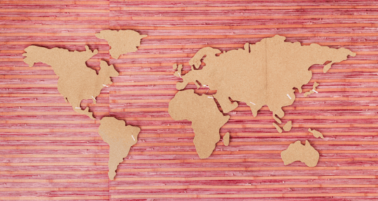 world map with red background